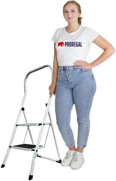 PROREGAL Klappleiter Economy Basic Einseitig Begehbar 2 Stufen Arbeitshöhe 2,46 m Traglast 150 kg