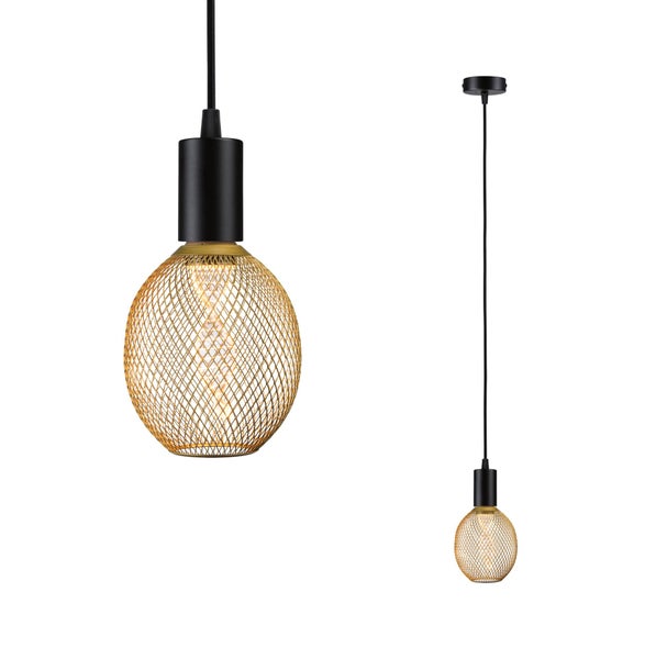 Pendelleuchte Ravi IP44 E27 1800K 200lm 4,2W Schwarz matt
