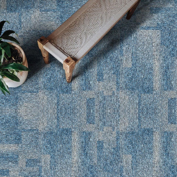 FLOORDIREKT Teppichfliese Santo - 50 x 50 cm - Selbstliegend - Jeansblau 81
