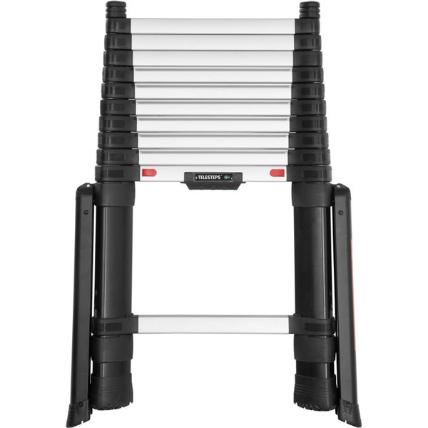Telesteps Teleskopleiter aus Aluminium und Kunststoff, kompakt zusammengeschoben.
