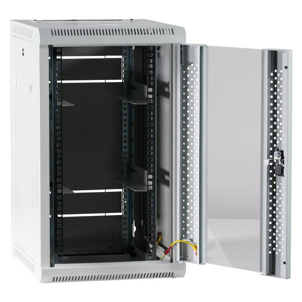 ProfiPatch Netzwerkschrank Wandgehäuse 10 Zoll 12HE PREMIUM montiert Tiefe 300mm grau