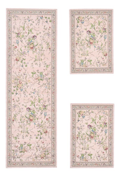 Gewebter Bordürenteppich im floralen Design Flomi Rose 70x400 cm