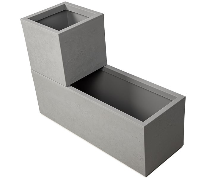 Ondis24 Pflanzkübel Vulkan 57 L + 21 L grau Set Basalt, Blumentopf, Pflanzgefäß