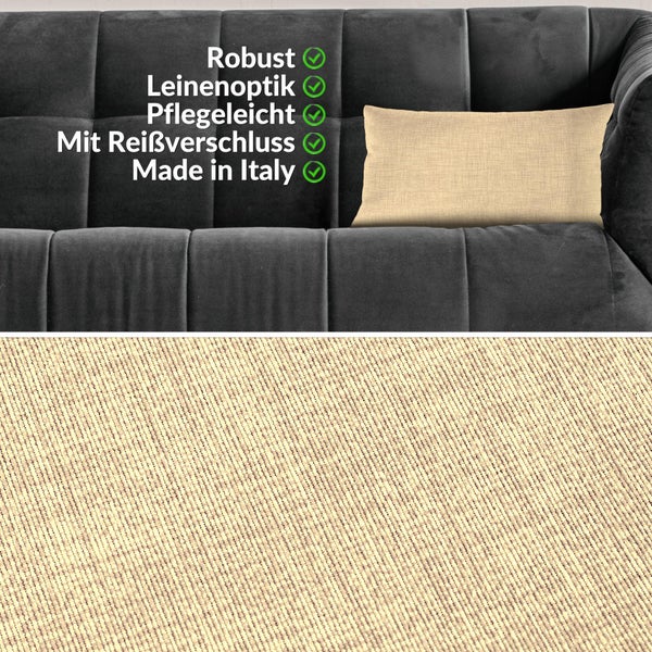 Kissenhülle Creme 30x50cm ohne Füllung Leinenoptik