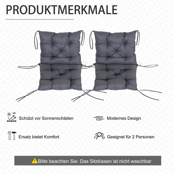 Outsunny 2er Set Auflage für Niederlehner, L98 x B50 x D8cm, Oxford, Schaumstoff, Grau