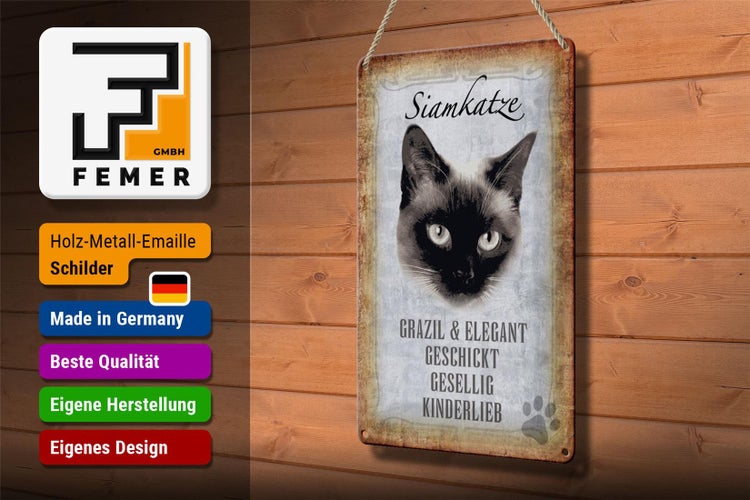 Blechschild Spruch 20x30cm Siamkatze Katze grazil Schild