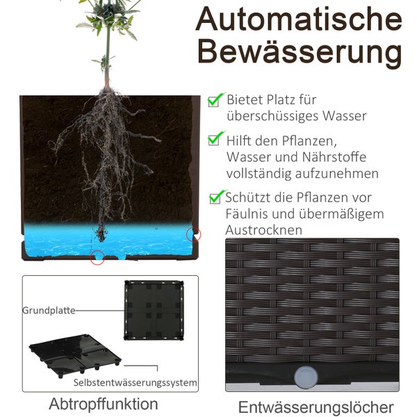 Outsunny Hochbeet, 6-teilig, Kunststoff-Kunststoff, braun