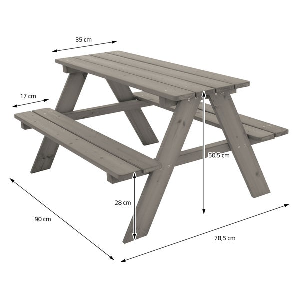 ML-Design Kindersitzgarnitur für Draußen, Grau, Sitzgruppe Outdoor 2 Bänke mit Tisch, Garten Kindersitzgruppe mit 4 Plätzen, Sitzgarnitur für Kinder Massivholz, Picknicktisch Kinder, Spielsitzgruppe