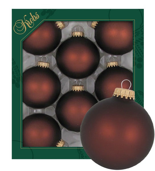 Satin-Mocca 7cm Glaskugeln uni, 8 Stck., Weihnachtsbaumkugeln, Christbaumschmuck, Weihnachtsbaumanhänger