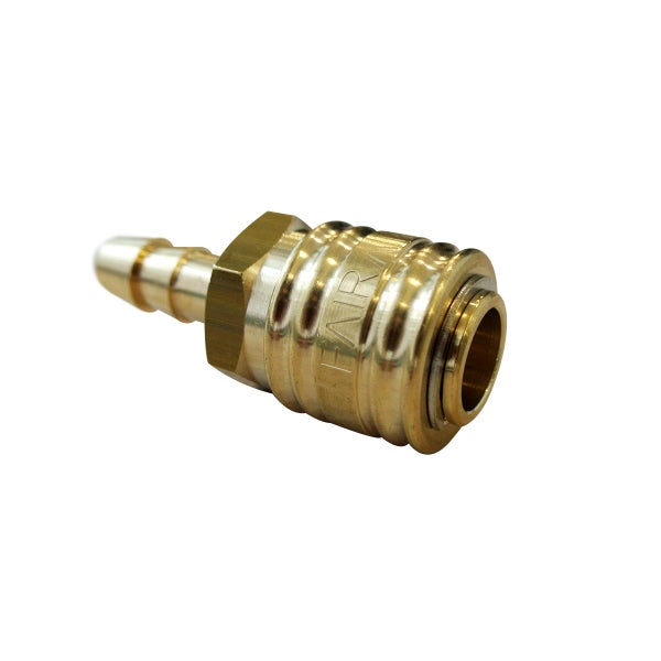 FAIRAIR Schnellkupplung SK-7,2-9, NW 7,2 Tülle LW 9, Messing blank, einhändig bedienbar, FA60008