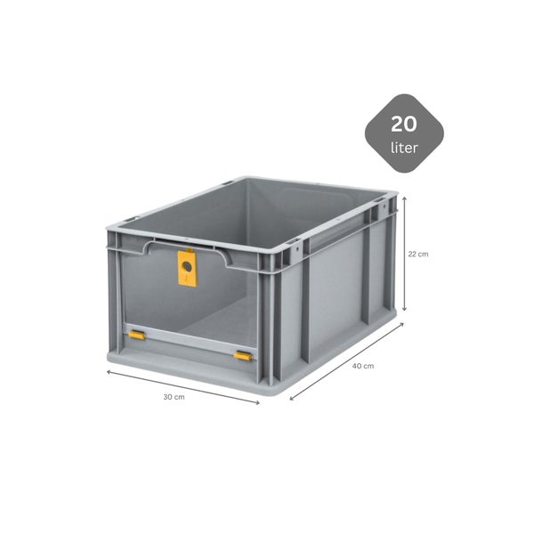 PROREGAL Eurobox NextGen Insight Cover HxBxT 22 x 30 x 40 20 Liter Hoch/Gelb Eurobehälter Transportbox