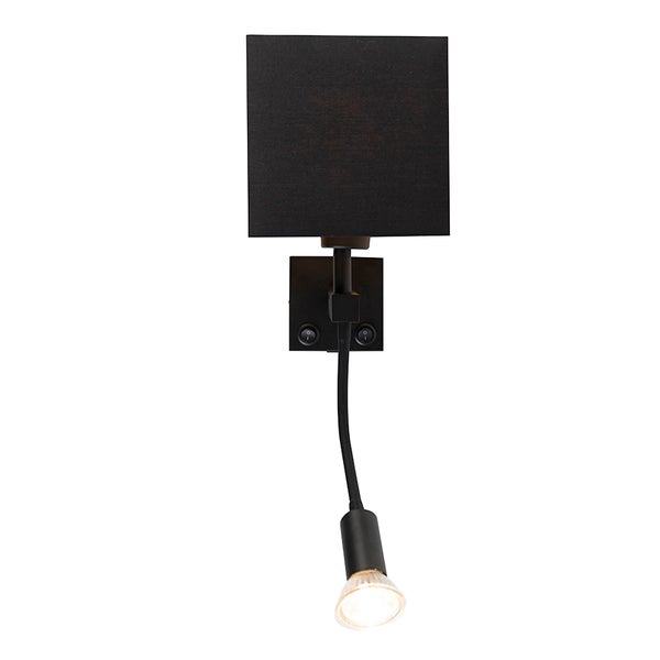 Wandleuchte mit Leselampe und Stoffschirm