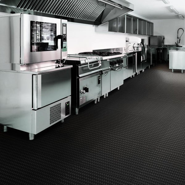 FLOORDIREKT Antirutschmatte Multi-Grip - Antibakterielle Beschaffenheit - 13,5 mm Stärke - Schwarz - Rollenware - 120 x 200 cm