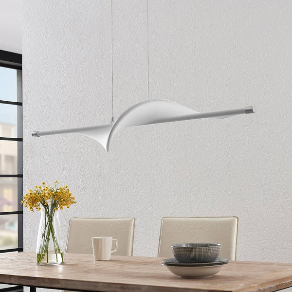 Lucande LED Pendelleuchte Edano dimmbar (Modern) in Weiß aus Textil (1 flammig, ) - Hängeleuchte Esstischlampe Hängelampe Wohnzimmerleuchte