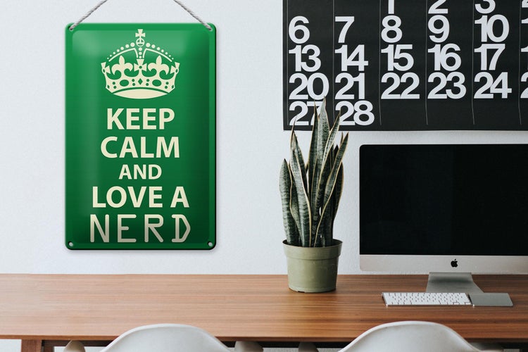 Blechschild Spruch 20x30cm Keep Calm and love a nerd