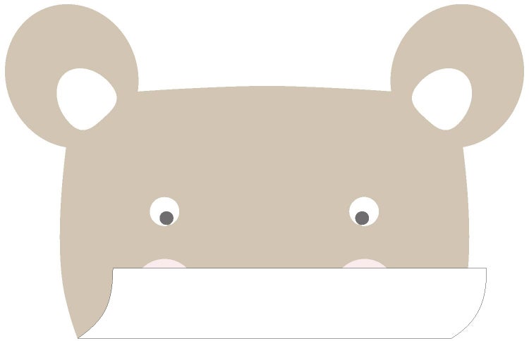 Illustration eines Bärengesichts mit einem Blatt Papier