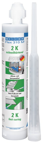 WEICON Flex 310 M® 2 K | elastischer Klebstoff auf Hybrid-Polymer-Basis, schnellhärtend | 250 ml | grau