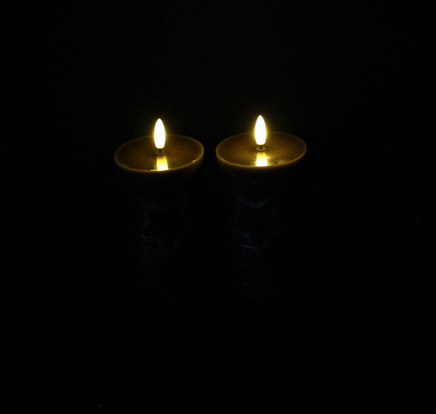 FRANK FLECHTWAREN | LED-Kerze Sterne, braun, 2er Set, 7,5 x 7,5 x 12,5 cm, WACHS, KUNSTSTOFF