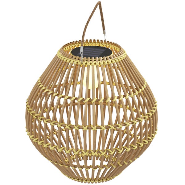 Outsunny Solarleuchte, Ø31 x 32Hcm, PE Rattan, Stahl, gelb