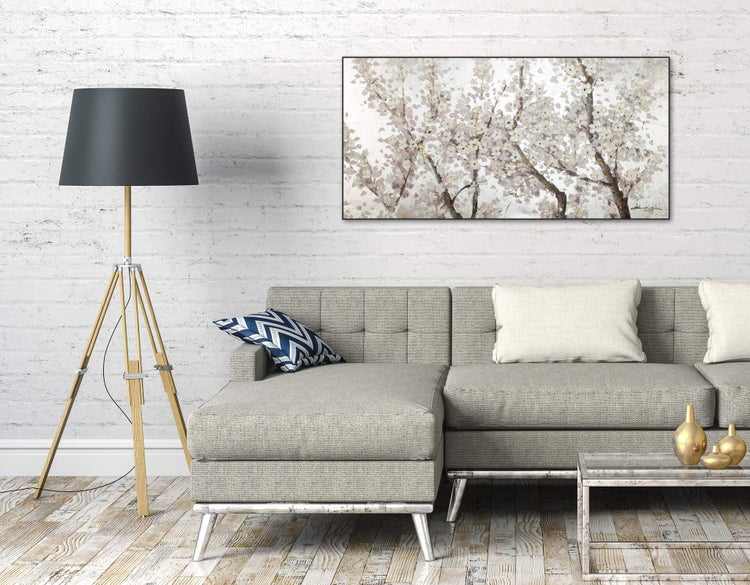 Handgemaltes Gemälde Acrylfarbe 120x60cm Weiß