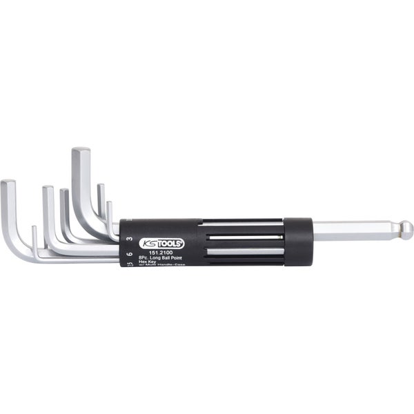 KS TOOLS 3 in 1 Innen6kant-Winkelstiftschlüssel-Satz 8tlg. lang Kugelkopf - 151.2100