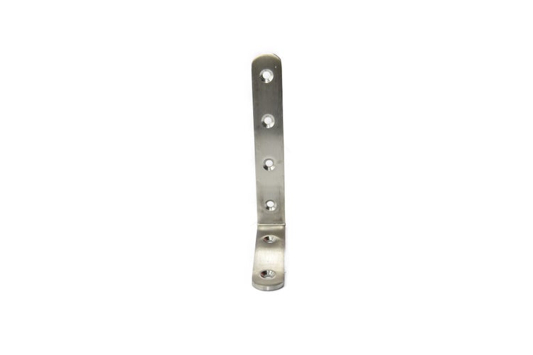 Winkelverbinder aus Metall mit sechs vorgebohrten Löchern zur stabilen Montage von Holzverbindungen.