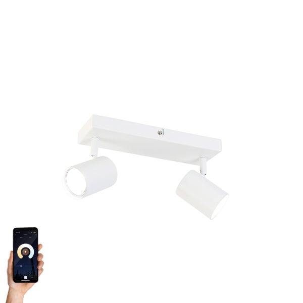 Smarte Deckenleuchte weiß rechteckig inkl. 2 Wifi GU10 - Jeana