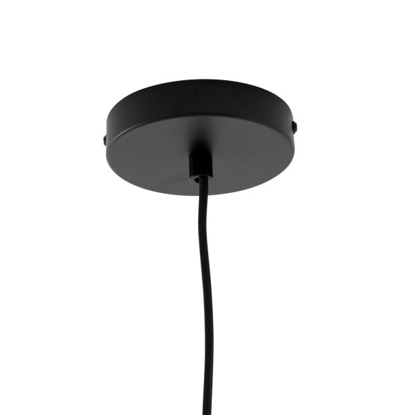 Runder Deckenbaldachin aus schwarzem Metall mit schwarzem Textilkabel für Pendelleuchten.