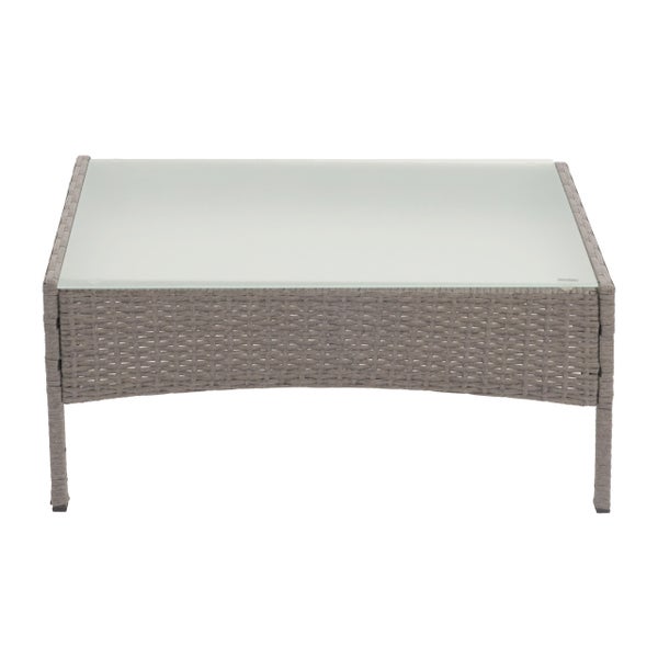 Gartentisch mit Glasplatte und Rattanstruktur