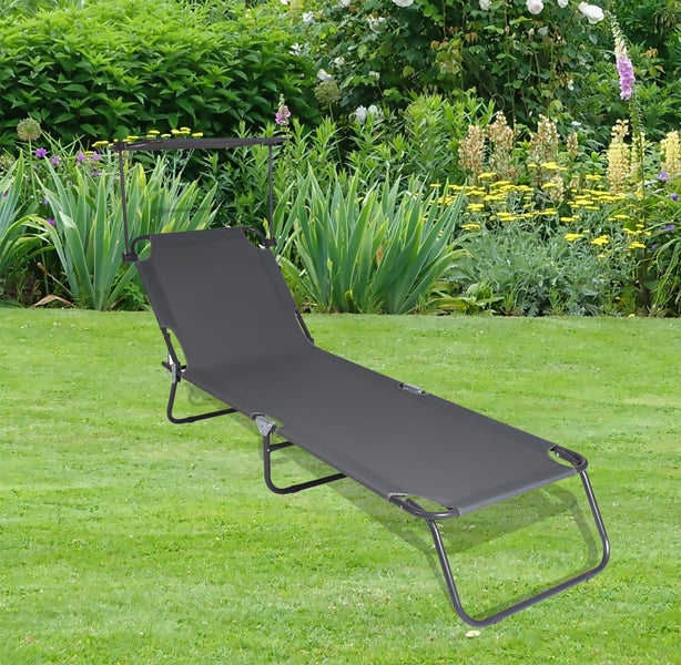 Sonnenliege Liegestuhl klappbar Gartenliege Dach