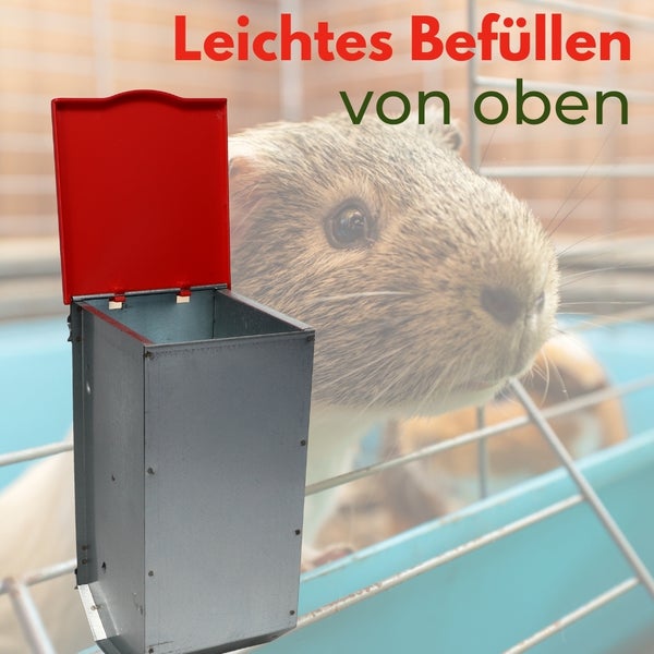 Heuraufe für Kleintiere zur einfachen Befüllung von oben