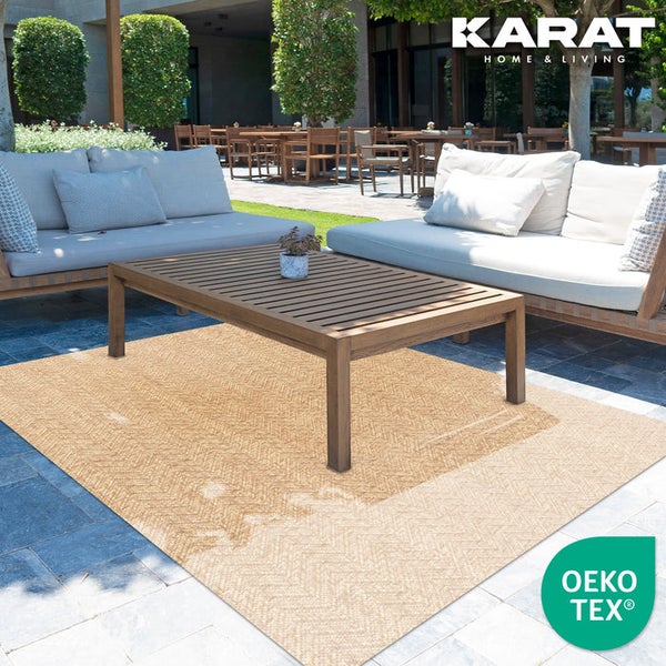 FLOORDIREKT Outdoorteppich - Wetterbeständiger Außenteppich - Cheron - Beige - 80 x 150 cm