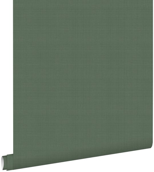 ESTAhome Tapete Leinen-Optik Moosgrün - 53 cm x 10.05 m - 139240