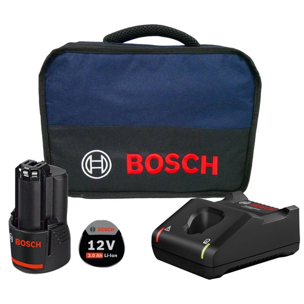 Bosch Starter-Set 12 V / 1x 3,0 Ah Akku + Ladegerät GAL 12V-40 im Softbag