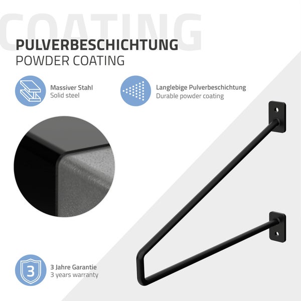 ML-Design 4 Stück Regalhalterung 265 mm, Schwarz, aus Stahl, Haarnadel Regalhalterungen, Schwebe Regalwinkel, Hairpin Wandhalterung, Regalträger für Wandmontage, Industrielle Wandregal, Wandkonsole