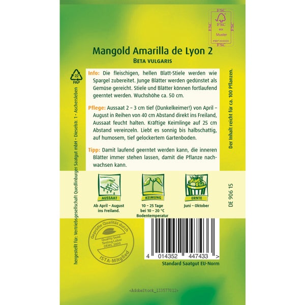 Mangold Amarilla de Lyon Samen von Quedlinburger SAATGUT