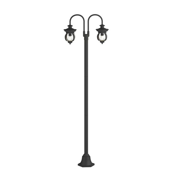 Lindby Mastleuchte außen (Laterne) Farley (spritzwassergeschützt (Retro, Vintage Antik) in Schwarz aus Metall (2 flammig E27) - Kandelaber Außenleuchte