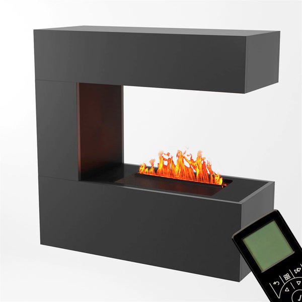GLOW FIRE Elektrokamin 'Schiller Wandkamin' | Wasserdampf Kamin mit OMC 400 in grau als Raumteiler | HxBxT: 90x90x37 cm