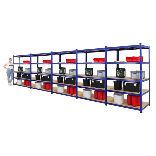 PROREGAL Mega Deal 5x Schwerlastregal Taurus HxBxT 180 x 120 x 60 cm Fachlast 175 kg Blau