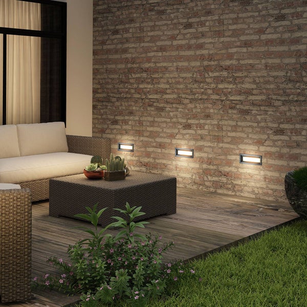 Lucande LED Wandleuchte außen Lachlain (Modern) in Alu aus Aluminium (1 flammig, ) - Wandeinbauleuchte für Außen Wandlampe Außenwand/Hauswand Haus Terrasse & Balkon