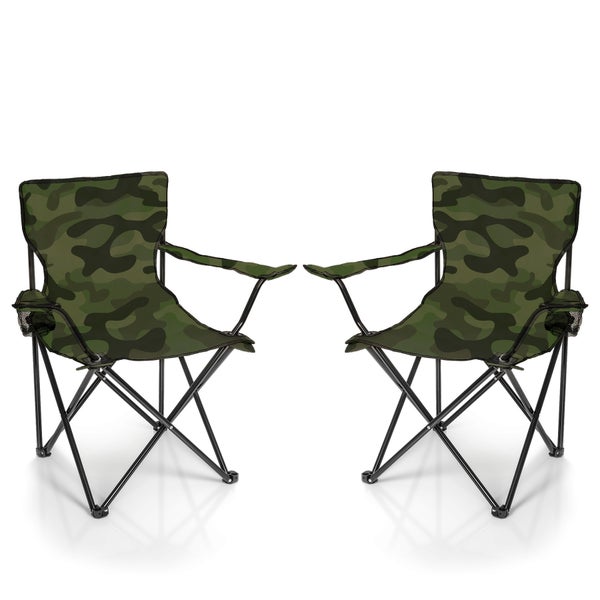 BigDean 2x Faltstuhl TARNMUSTER Camouflage Campingstuhl Anglerstuhl mit Getränkehalter & Tragetasche - Anglersessel klappbar - Klappstuhl Gartenstuhl Faltstuhl Relaxsessel Angelsessel faltbar