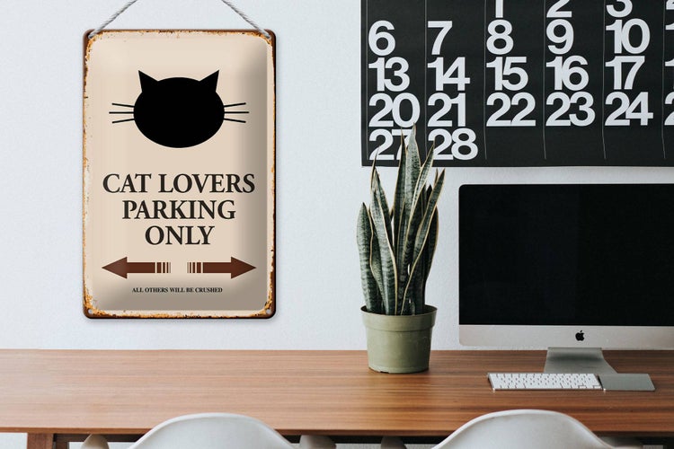 Blechschild Spruch 20x30cm cat lovers parking only Katze