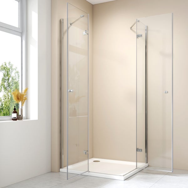 EMKE Duschkabine Eckeinstieg Dusche Duschabtrennung mit 5 mm NANO-Glas, 75x120cm, 185cm Höhe
