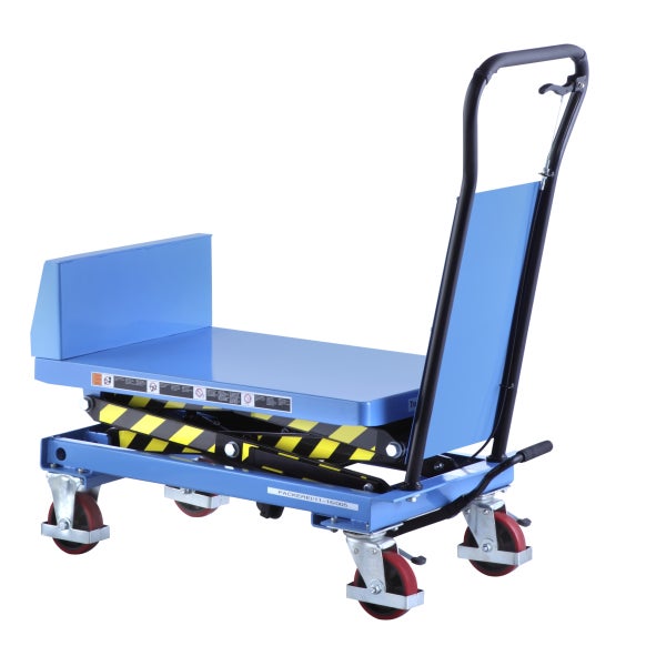 Hubtischwagen mit Scherengitter und Rädern