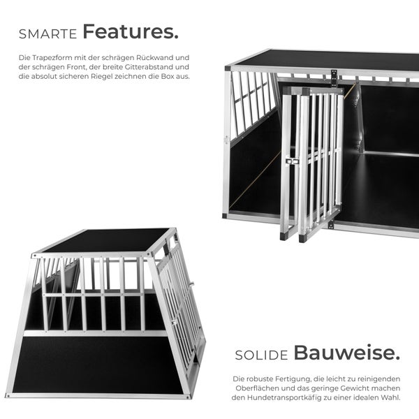 Hundetransportbox doppel tectake  mit schützenden Kunststoffecken mit schräger Rückwand schwarz