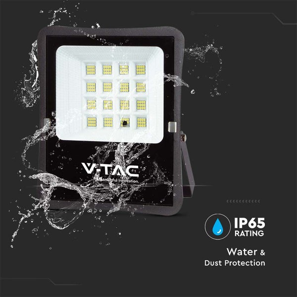 V-TAC VT-55100 - Solar-Flutlicht - IP65 - Schwarzes Gehäuse - 1200 Lumen - 4000K