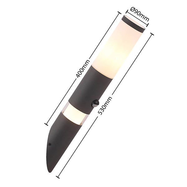 Lindby Wandleuchte außen Okari mit Bewegungsmelder (spritzwassergeschützt (Modern) in Schwarz aus Aluminium (1 flammig, E27) - Wandlampe für Außenwand/Hauswand Haus Terrasse und Balkon