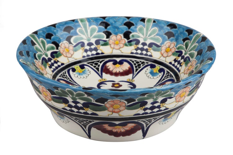 Handbemaltes Waschbecken mit floralem Muster