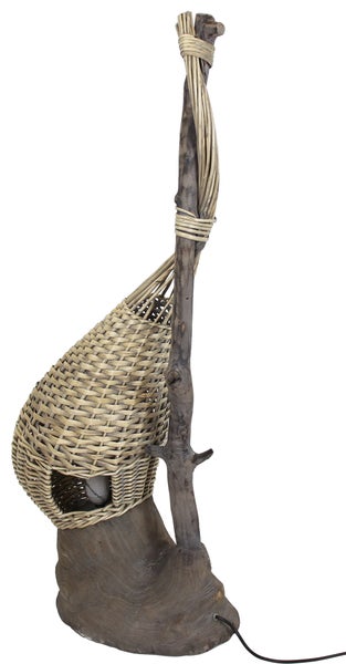 FRANK FLECHTWAREN | Stehlampe Embraced, WEIDE, HOLZ, 44 x 28 x 98 cm, Zuleitung 100 cm inkl. An-/Aus-Schalter, geeignet für Leuchtmittel der Energieklass