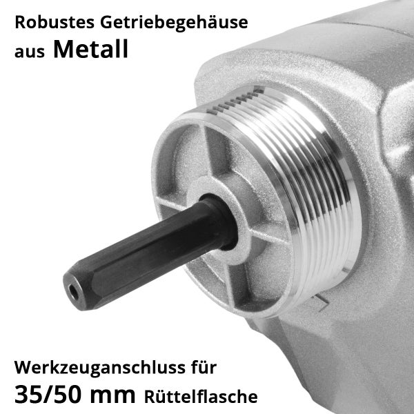 Metallgetriebegehäuse mit Werkzeuganschluss für 35/50 Millimeter Rüttelflasche